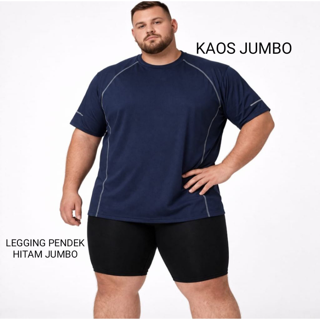 Stelan Baju Olahraga Jumbo Pria Celana Legging Pendek Jumbo 3XL-5XL