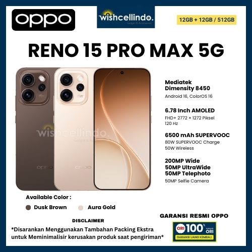 HP OPPO RENO 15 PRO MAX 5G NFC 12/512GB (GARANSI RESMI OPPO)
