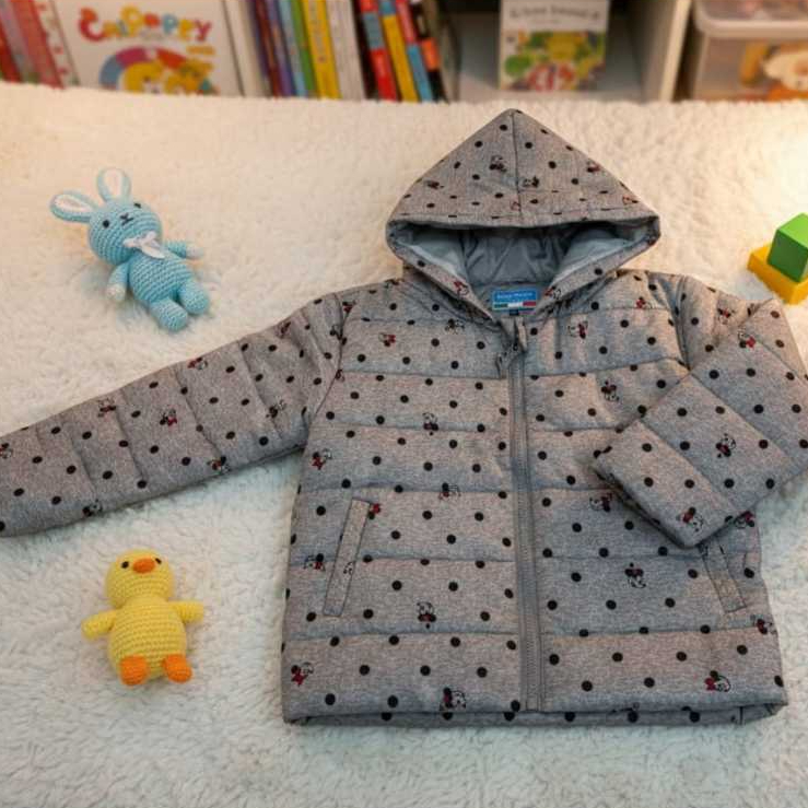 Jaket Gelembung Anak Laki-laki Perempuan Motif Karakter Polkadot Gray
