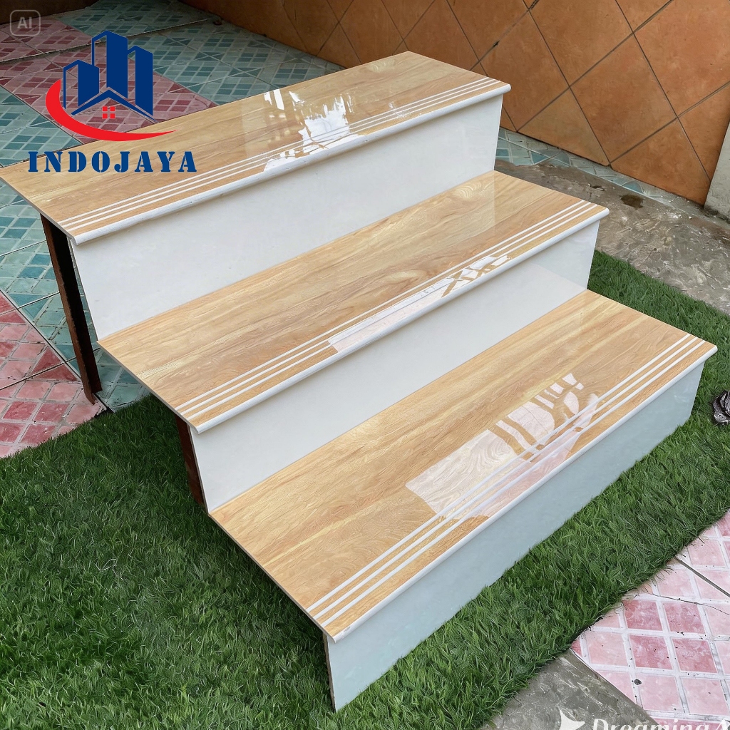 granit tangga motif kayu glosy double bavel 30x80 30x120 keramik list plint granite