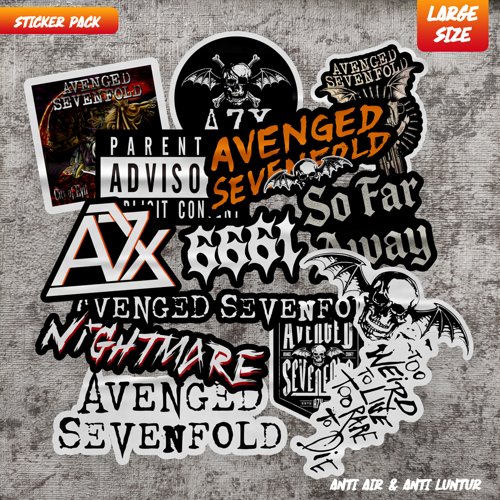 Stiker Band Avenged Sevenfold Large Size 14 Pcs Case HP Laptop Helm