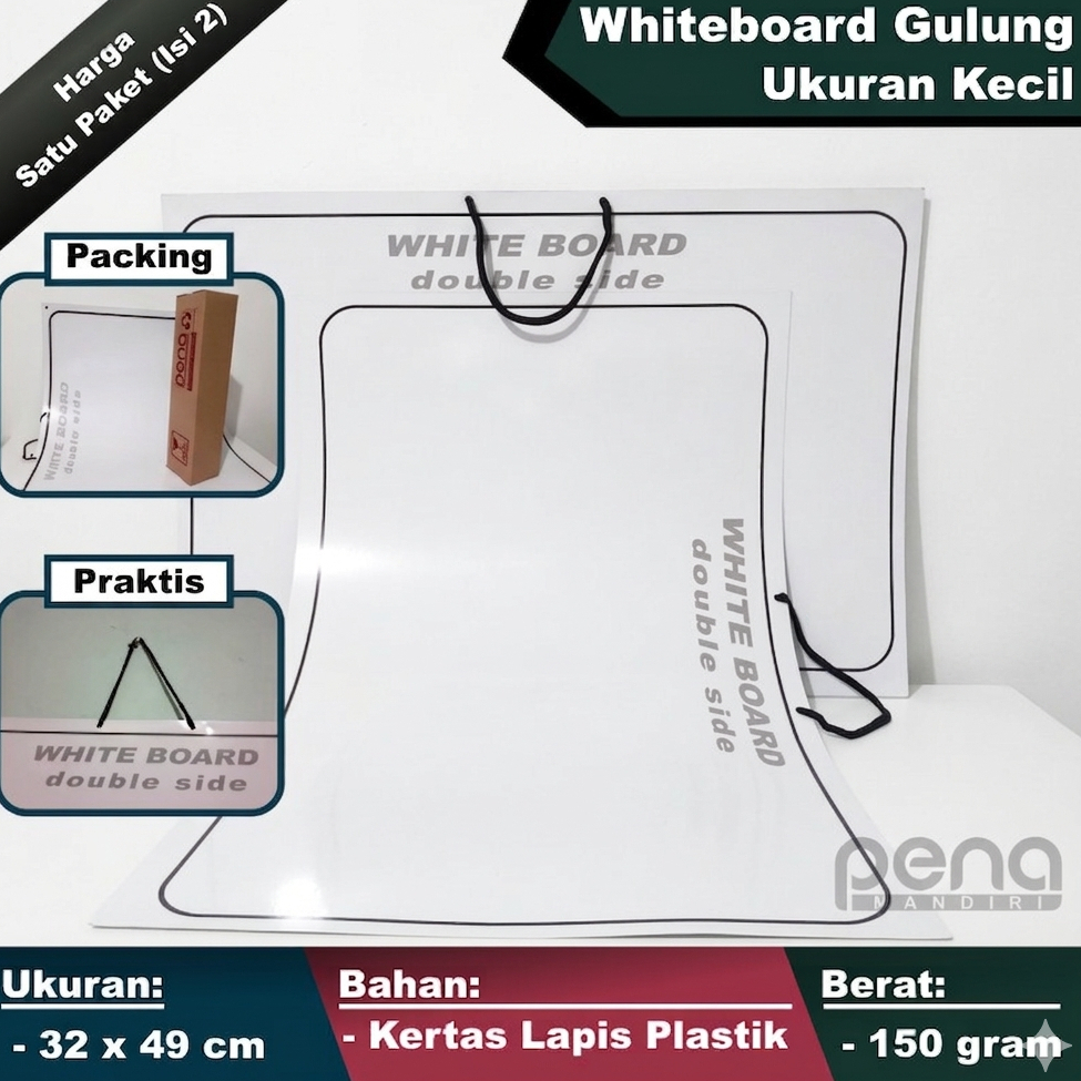 [2 pcs] Papan Tulis Putih White Board Portable Kecil - Whiteboard Kertas Lembaran