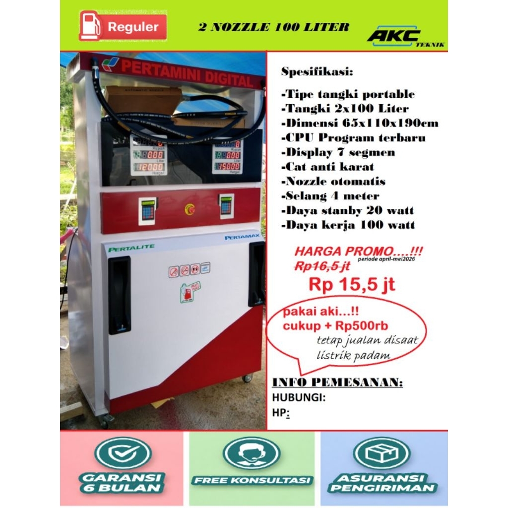 PERTAMINI DIGITAL 2 NOZLE 100L Grade A   DP 6 Jt.        HARGA PROMO 15,5 Jt