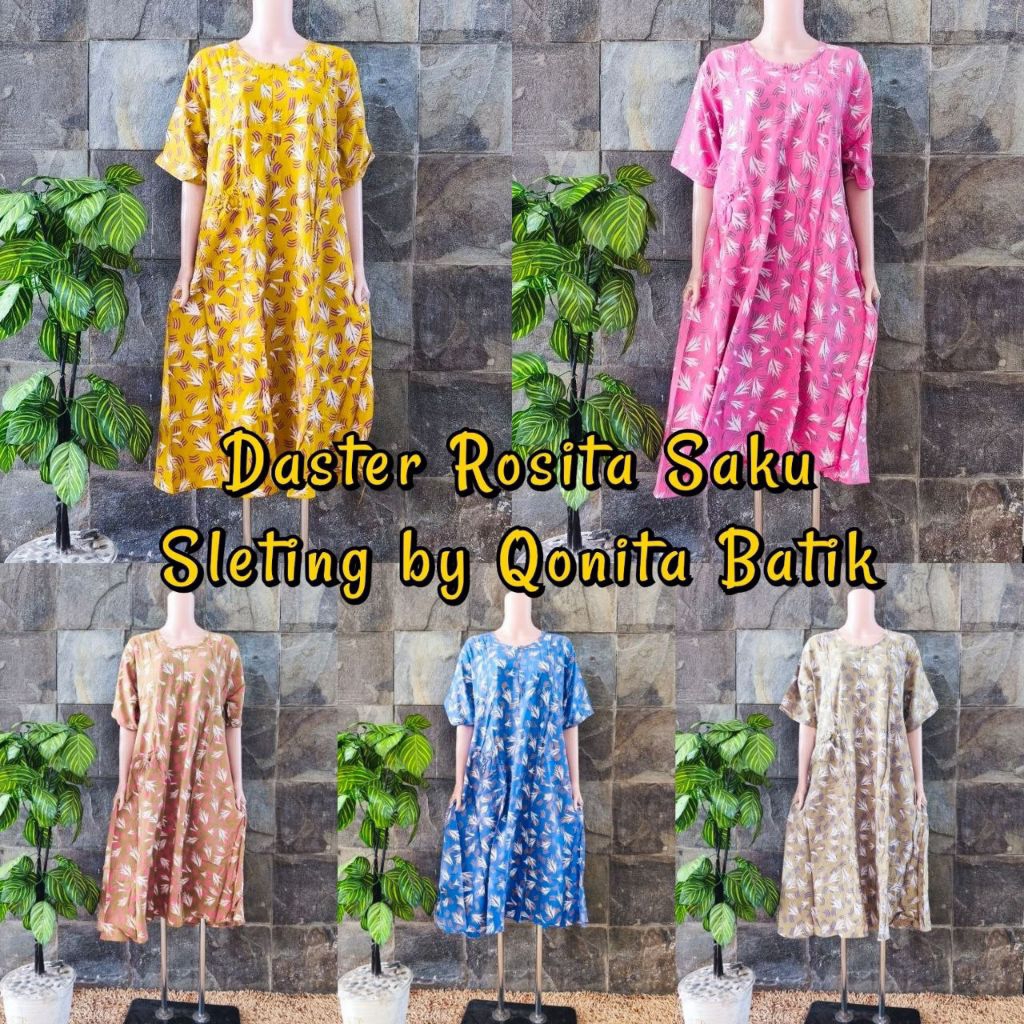 {Ld 100-116 Cm} Daster Lengan Pendek Busui Batik Qonita Pekalongan Rosita