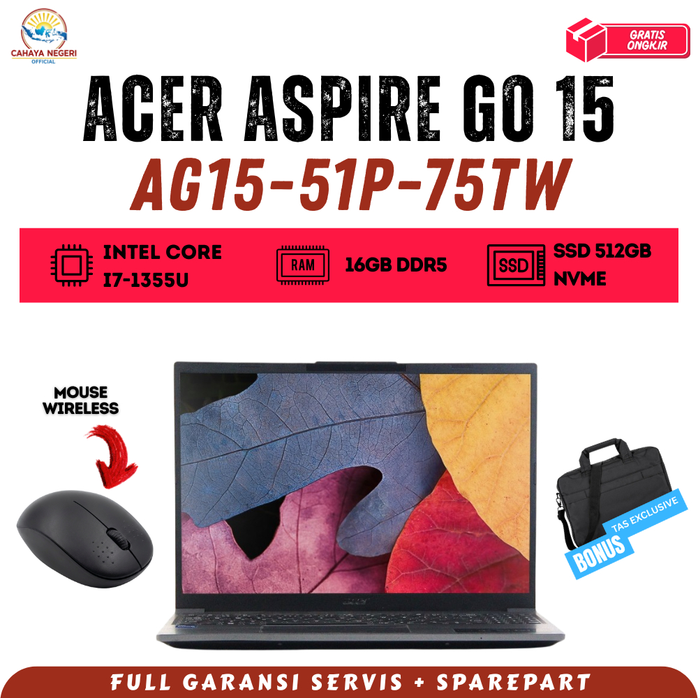 PROMO LAPTOP Acer Aspire Lite 15 AL15-51p-75TW Intel i7-1355u RAM 16GB SSD 512GB IPS Display FREE TA