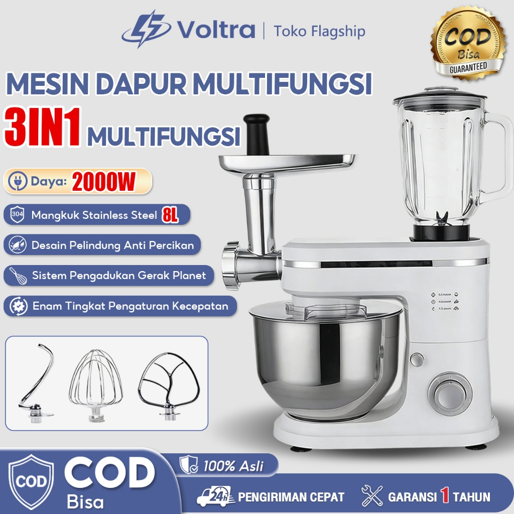 Mesin Pengolah Makanan Multifungsi Stainless Steel Kelas Makanan 1500W Cocok Rumah & Usaha Adonan Pe