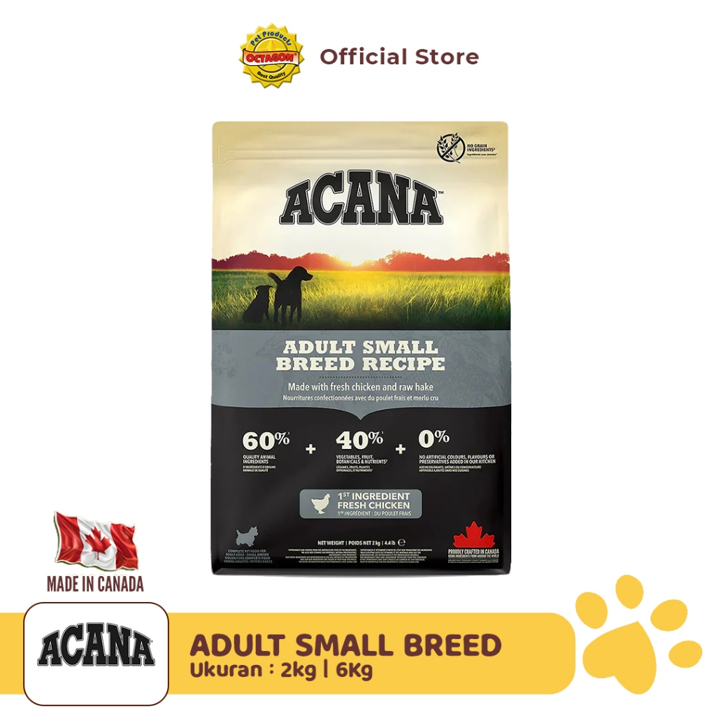 ACANA Adult Small Breed Dog Food Grain Free 2kg / 6kg | Makanan Anjing Dewasa Ras Kecil Premium Ting