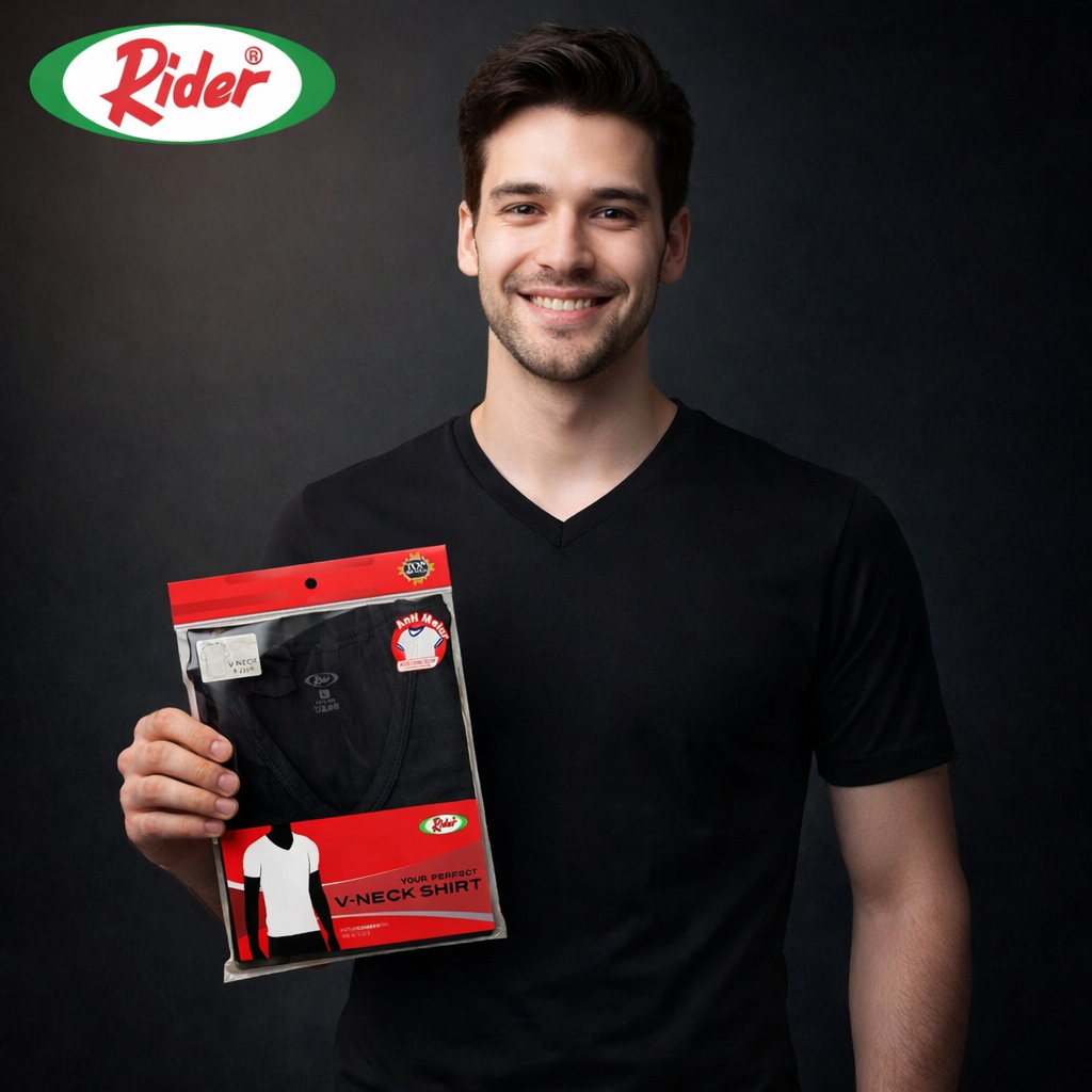 ( 3 Pcs ) Oblong RIDER V-NECK R-222B HITAM T-Shirt || Oblong Rider V-Neck | Rider Kaos Dalam Pria Vn