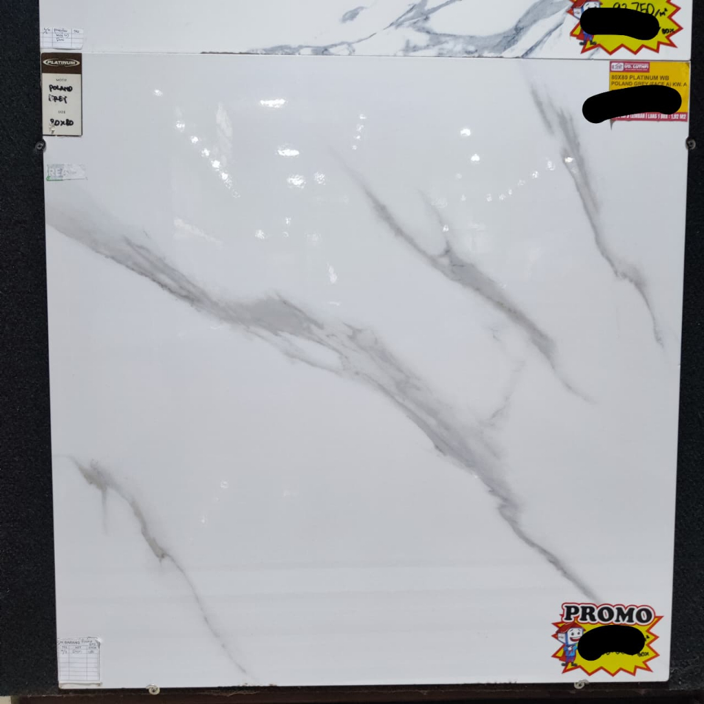 80x80 PLATINUM WHITE BODY Keramik Halus Glossy Aneka Motif - Keramik Lantai & Dinding Jepara
