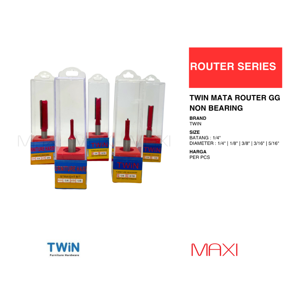 TWIN - Mata Router GG Non Bearing 3 mm - 9 mm / Mata Router Lurus