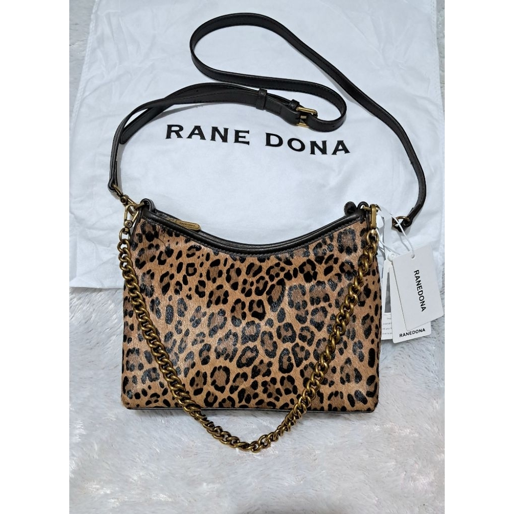 Tas Rane Dona Leopard original,tas selempang 2 face,tas tali rantai mewah