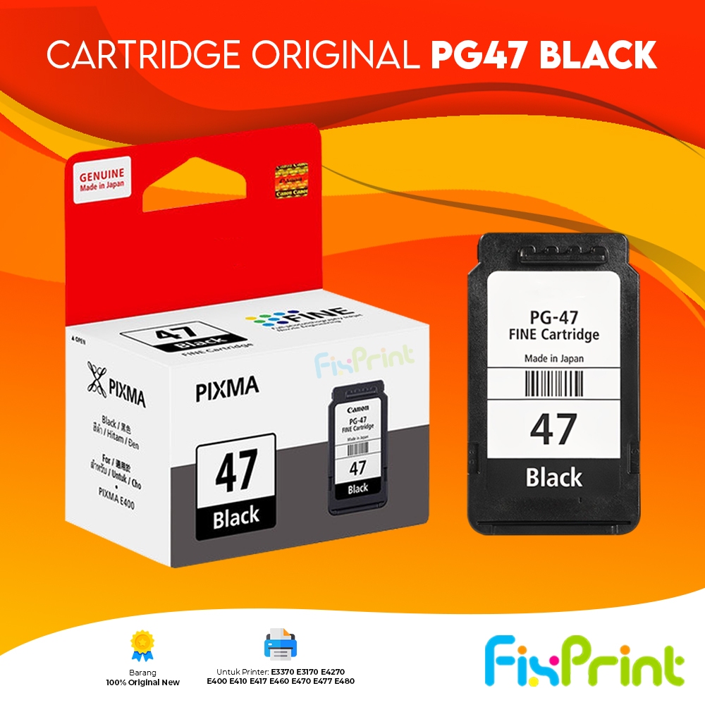 Catridge Tinta Canon PG47 PG 47 Printer E400 E410 470 E480 E4270 E3170