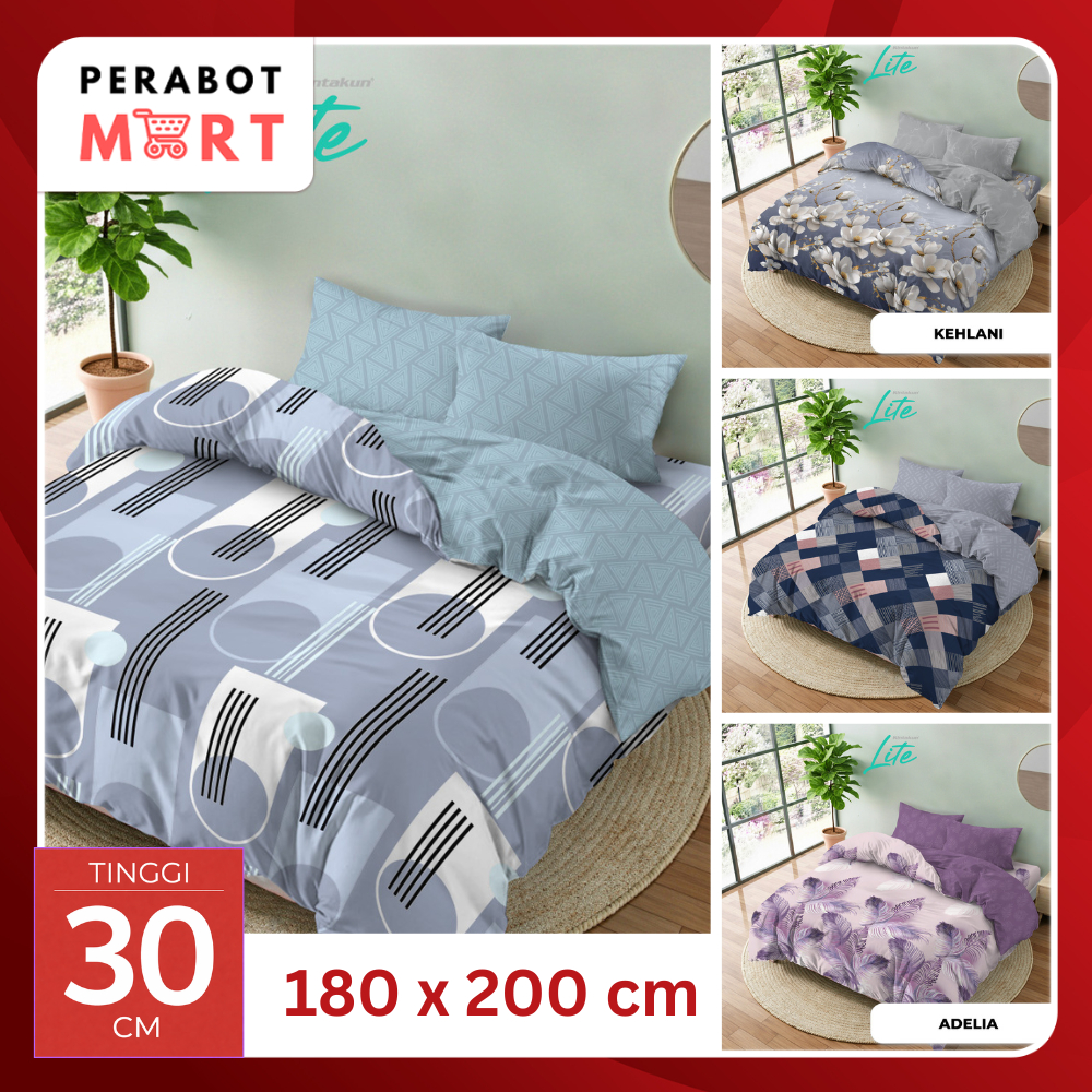 BARU Kintakun Lite Bedcover Fitted Set Sprei Ukuran 180x200 Tinggi 30cm Varian Motif Aesthetic Minim