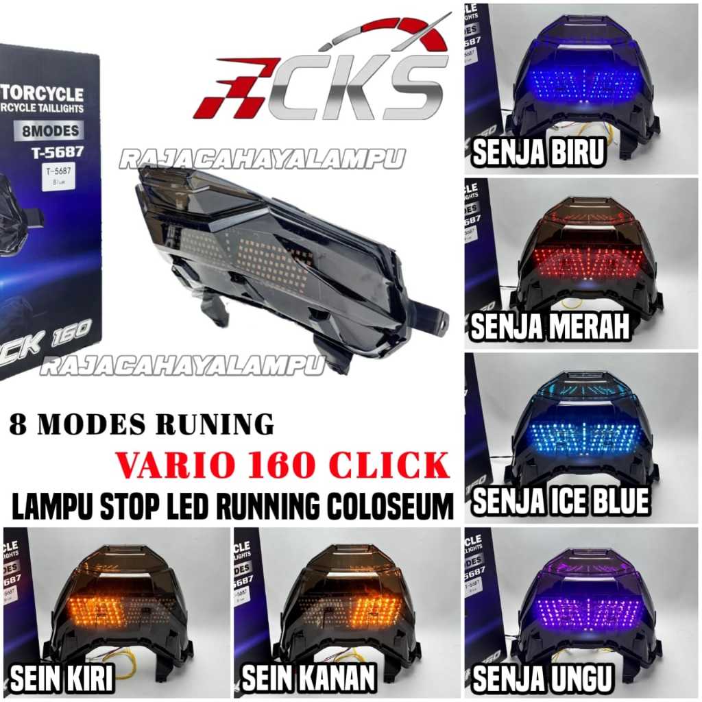 Lampu Stop Coloseum Vario 160 Click T - 5687 CKS Running 8 Mode Otomatis Senja Plus Sein Set Mika St