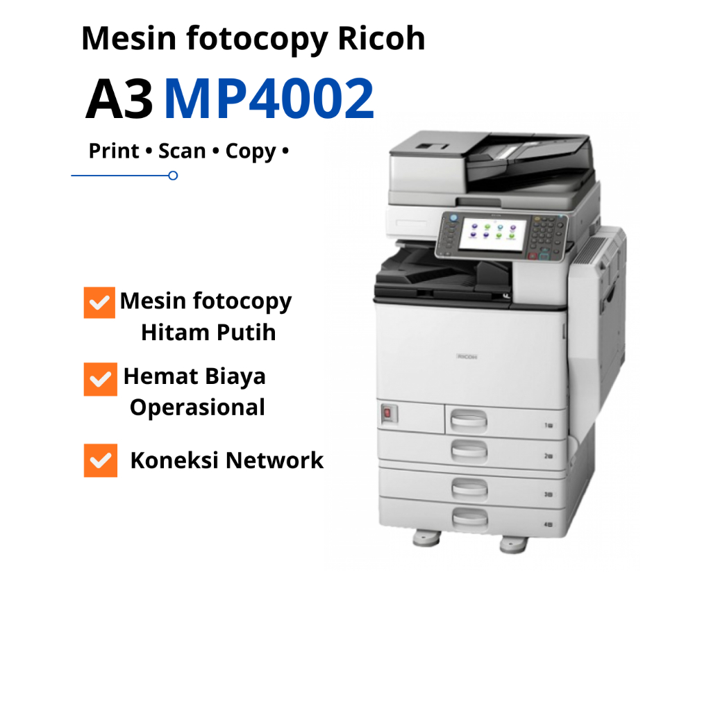 Mesin Fotocopy Ricoh MP 4002 | Print Scan Copy | A3 Digital Copier | Cepat & Tahan Lama untuk Usaha