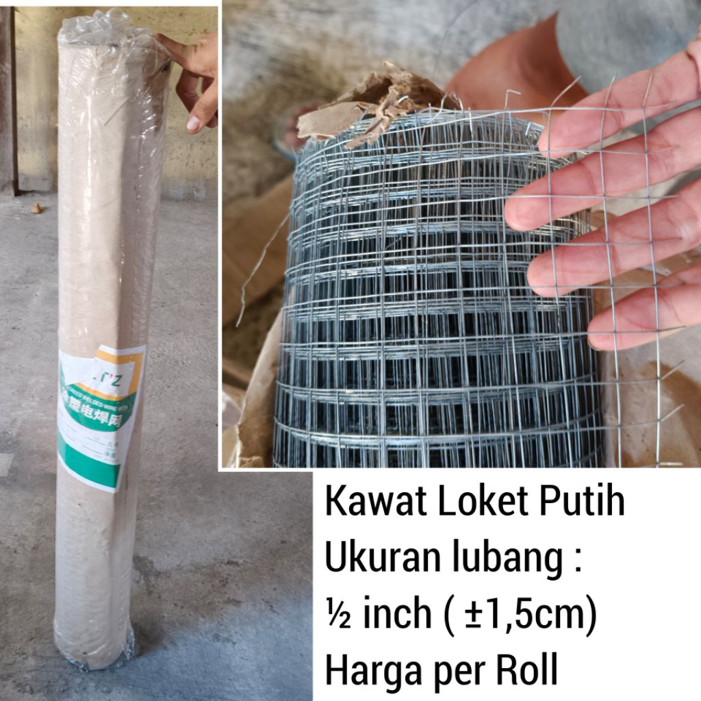 Per Roll Kawat Loket Putih 1/2 inch Jaring Kawat Ram Galvanis
