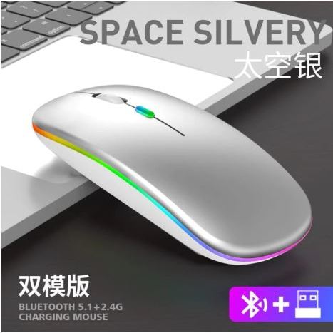 Silent Wireless Mouse ,Rechargeable Wireless 2.4G Silent 1600 DPI RGB LED Laptop Mouse