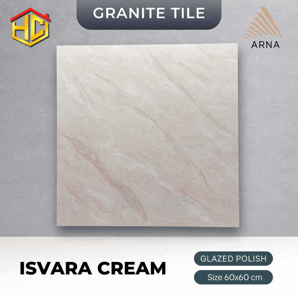 Granite Arna 60x60 Isvara Cream & Isvara White | Glazed Polished | Motif Marble Premium