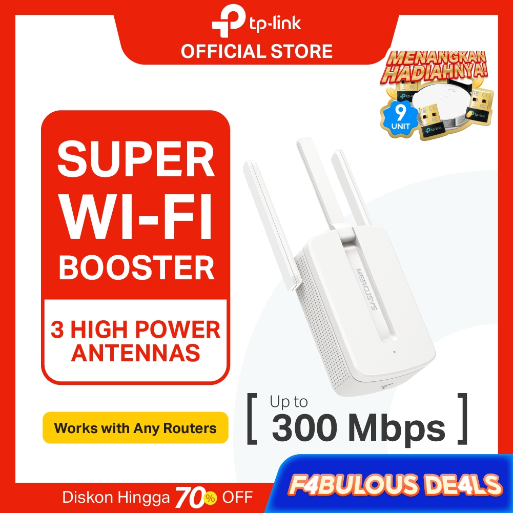 TP-Link | Mercusys MW300RE | 300Mbps Wi-Fi Range Extender | Penguat Sinyal WiFi | Repeater | WPS