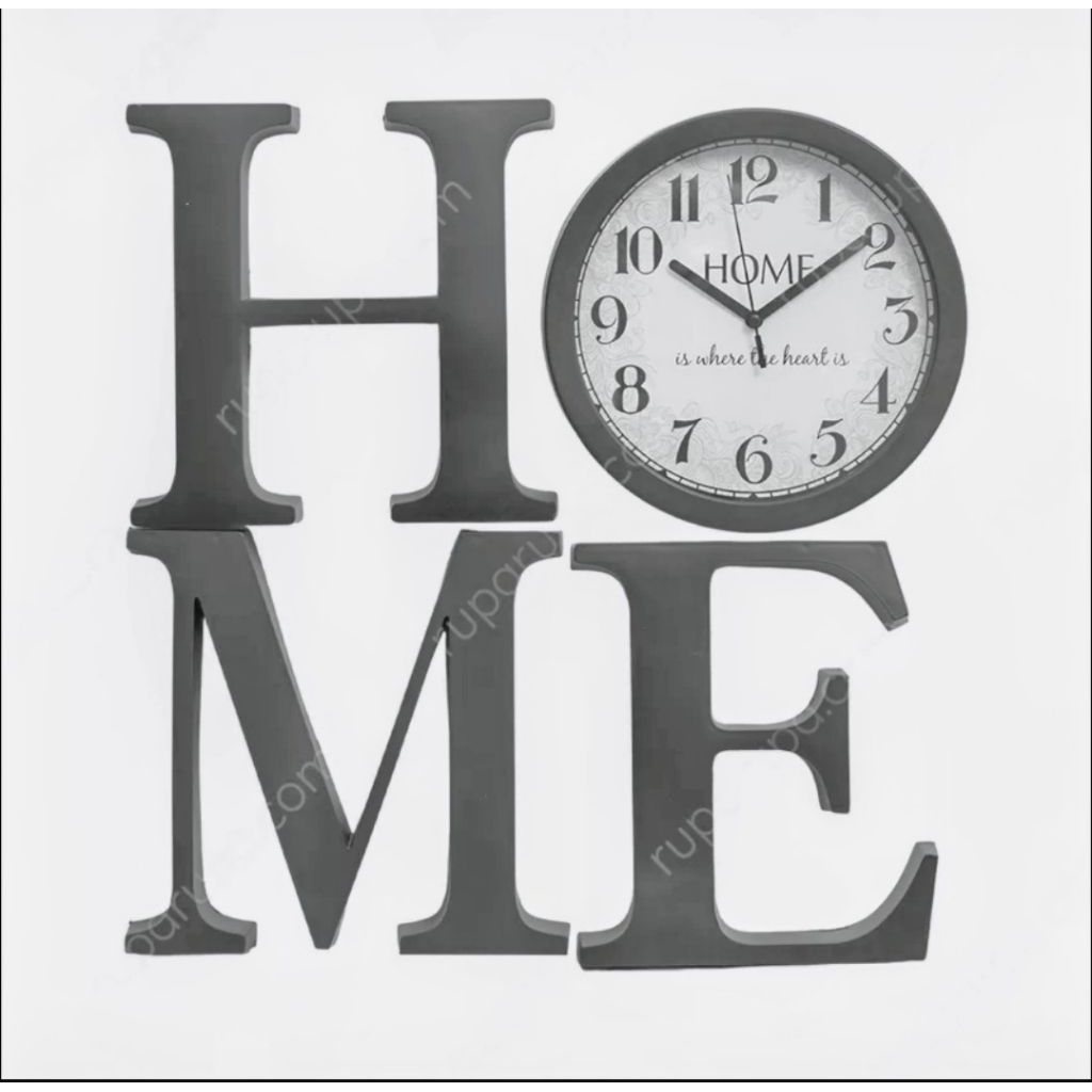 Informa Set 4 Pcs Hiasan Dinding Home Dengan Jam - Hitam