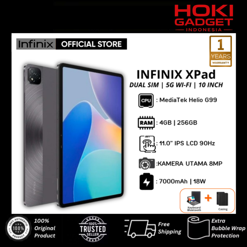 Infinix XPad Tablet 16GB RAM 512GB ROM – Garansi Resmi, Performa Cepat, Layar Besar