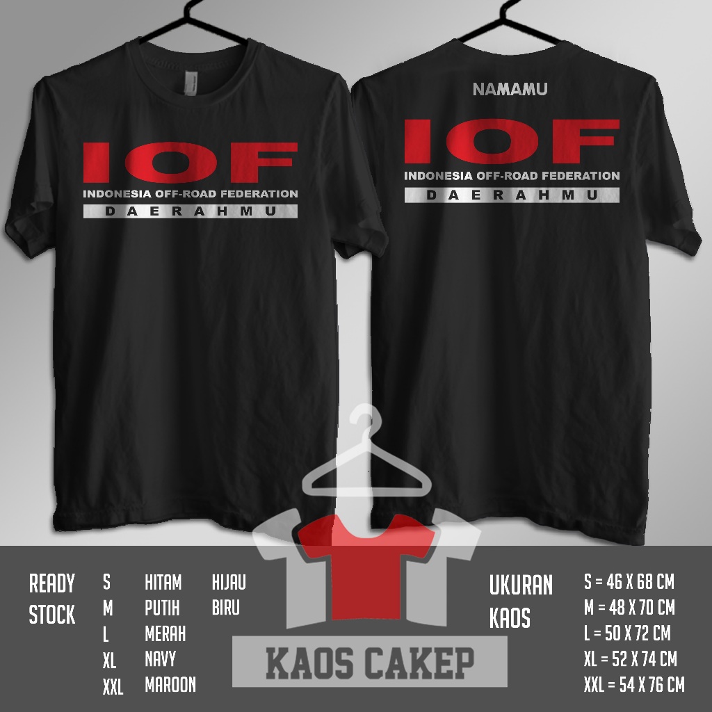 Kaos IOF Indonesia Off-Road Federation Request Nama dan  Daerahmu Baju Distro