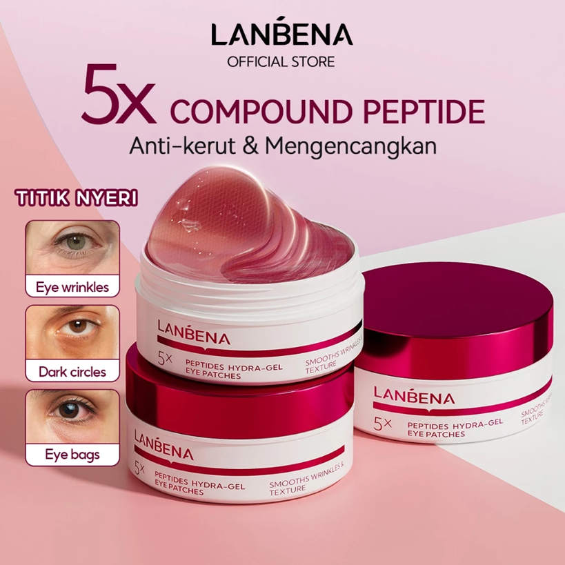 PROMO LANBENA 5X PEPTIDE Eye Patch 60Pcs - Masker Mata Hyaluronic Collagen, Mencerahkan Mata Panda