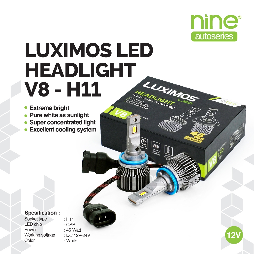 LUXIMOS Foglamp Lampu Kabut Mobil H11 HB3 HB4 46W Super Terang Tembus Gelap V8 - NINE AUTOSERIES