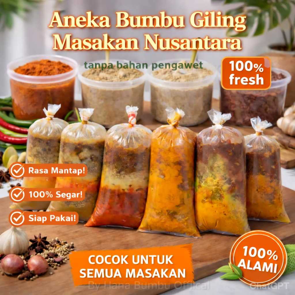 TERLENGKAP uk KECIL Aneka Bumbu Racik Giling Bumbu Giling halus Masakan Nusantara RENDANG OPOR AYAM 