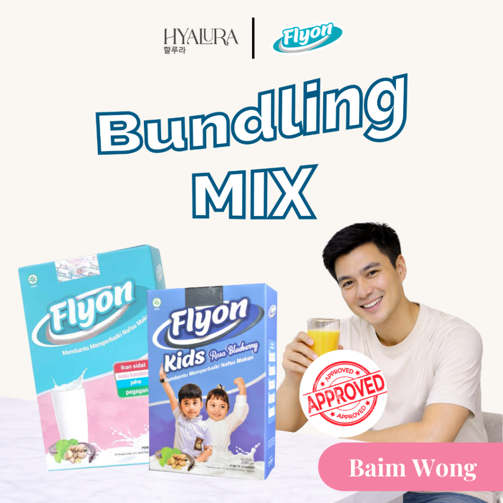 Paket Combo 2 Box Flyon Susu Original dan Flyon Susu Kids Blueberry Penambah Nafsu Makan Vitamin Pen