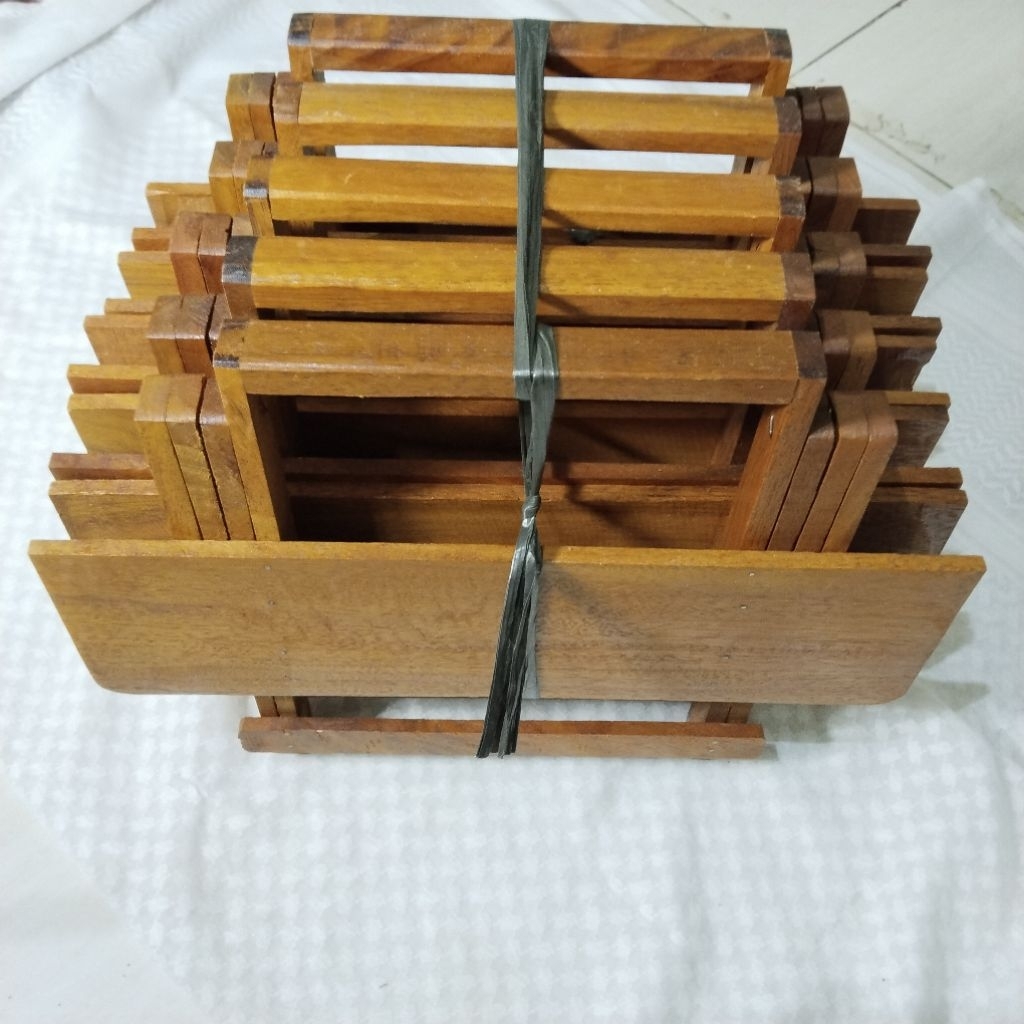 Paket Hemat Grosir 5 Rehal Meja Lipat Standar Kayu Ulin ukuran lebar 35cm