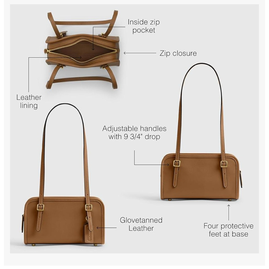 Tas Coach Swing Zip 20 Honey Brown Shoulder Bag AUTHENTIC