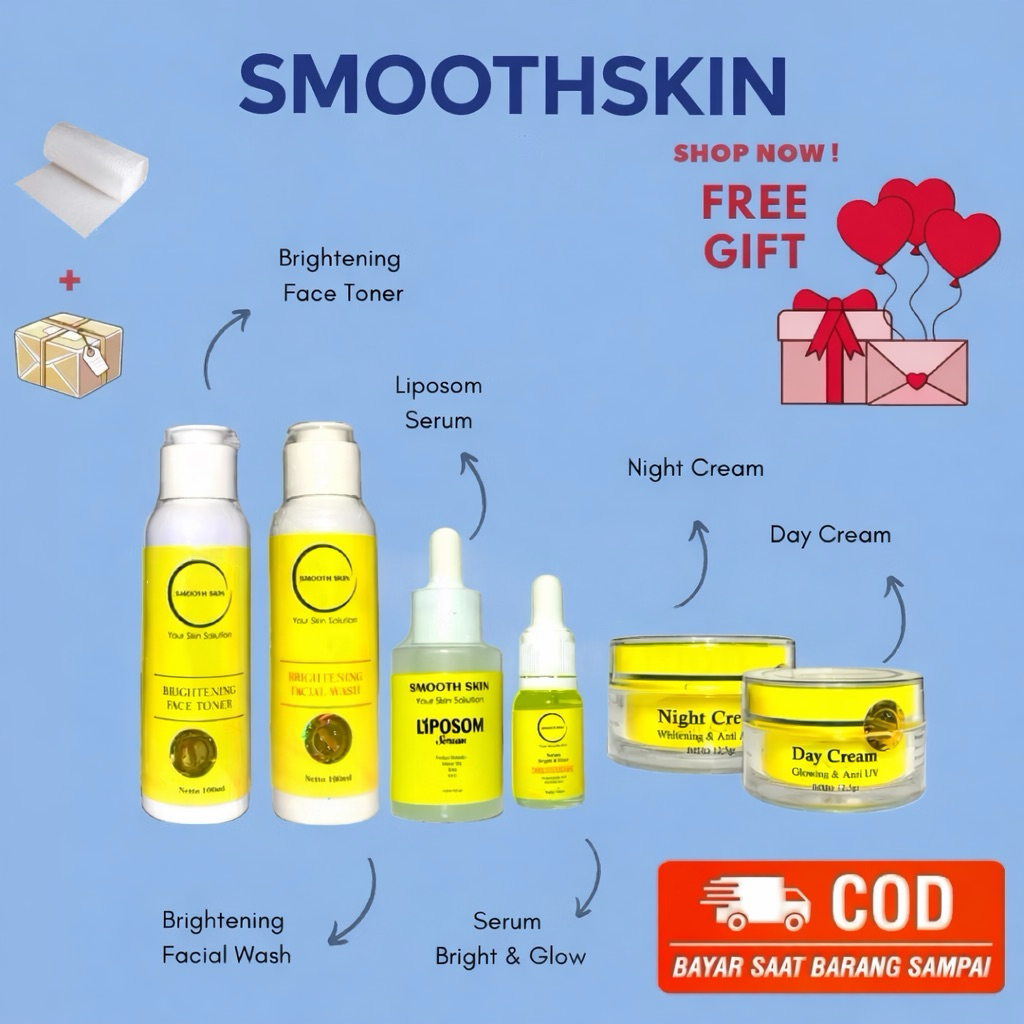 SMOOTHSKIN PEMUTIH WAJAH FREE SERUM BRIGHT N GLOW/CREAM ACNE