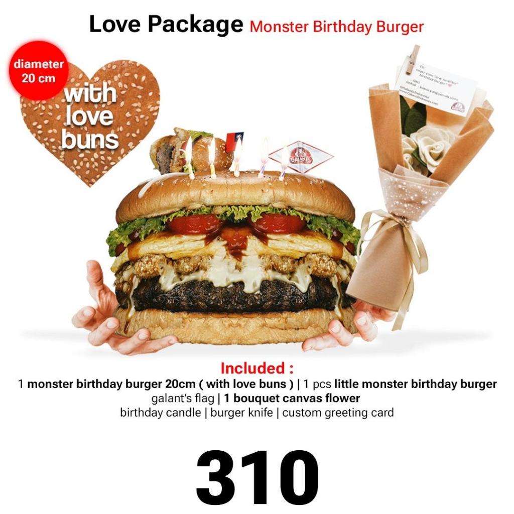 Love Monster Birthday Burger 20cm (Birthday Cake Aesthetic)