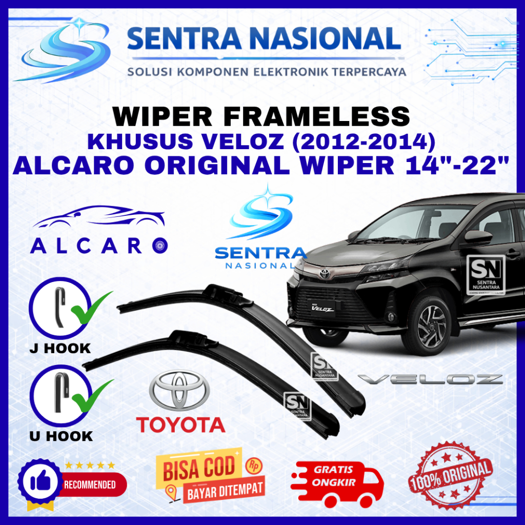 Wiper Mobil Toyota Veloz (2012-2014) Merk ALCARO ORIGINAL | Wiper Kaca Mobil Innova Veloz Model Fram