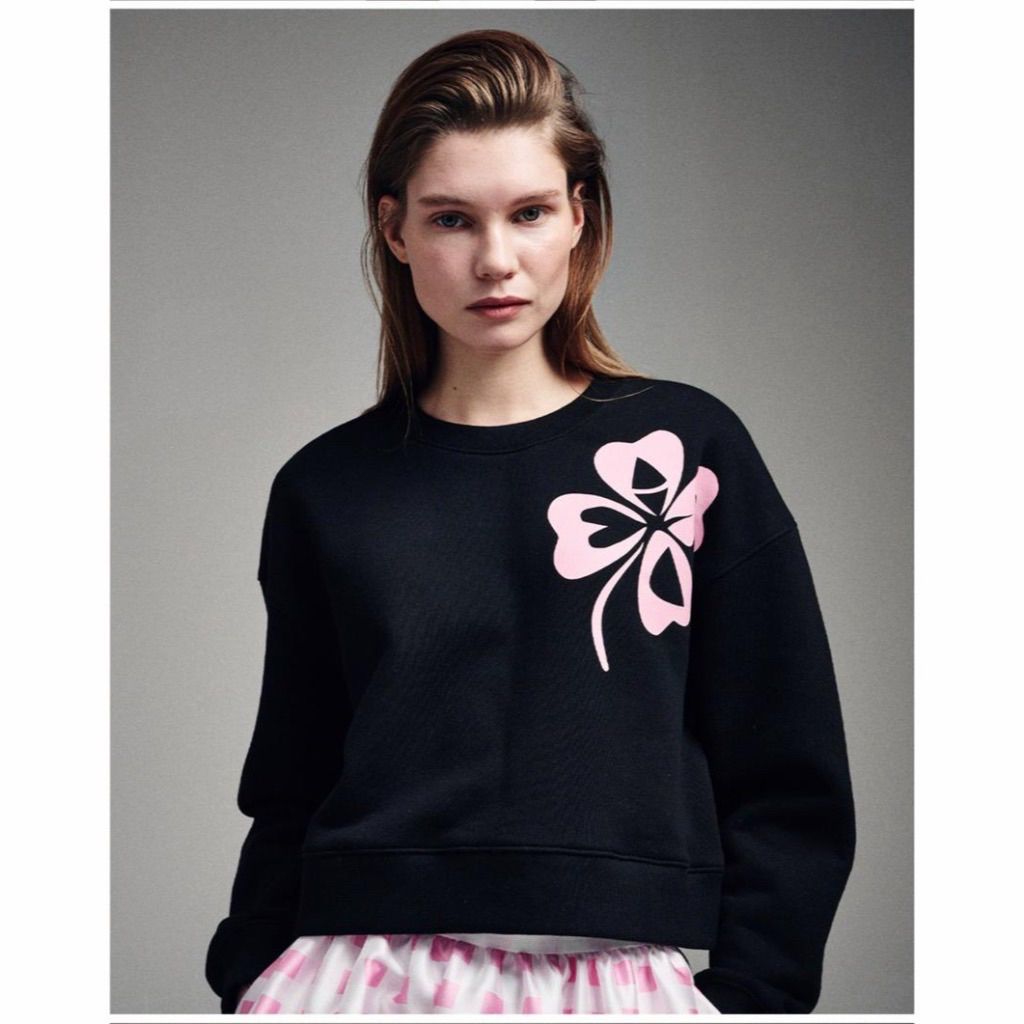 PRELOVED Mardi Mercredi Cropped Sweatshirt Clovermardi Black Pink Allsize