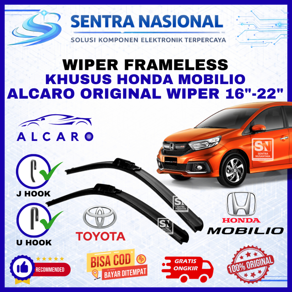 Wiper Mobil Honda Mobilio ALCARO ORIGINAL | Wiper Kaca Mobil Honda Mobilio Model Frameless Premium |