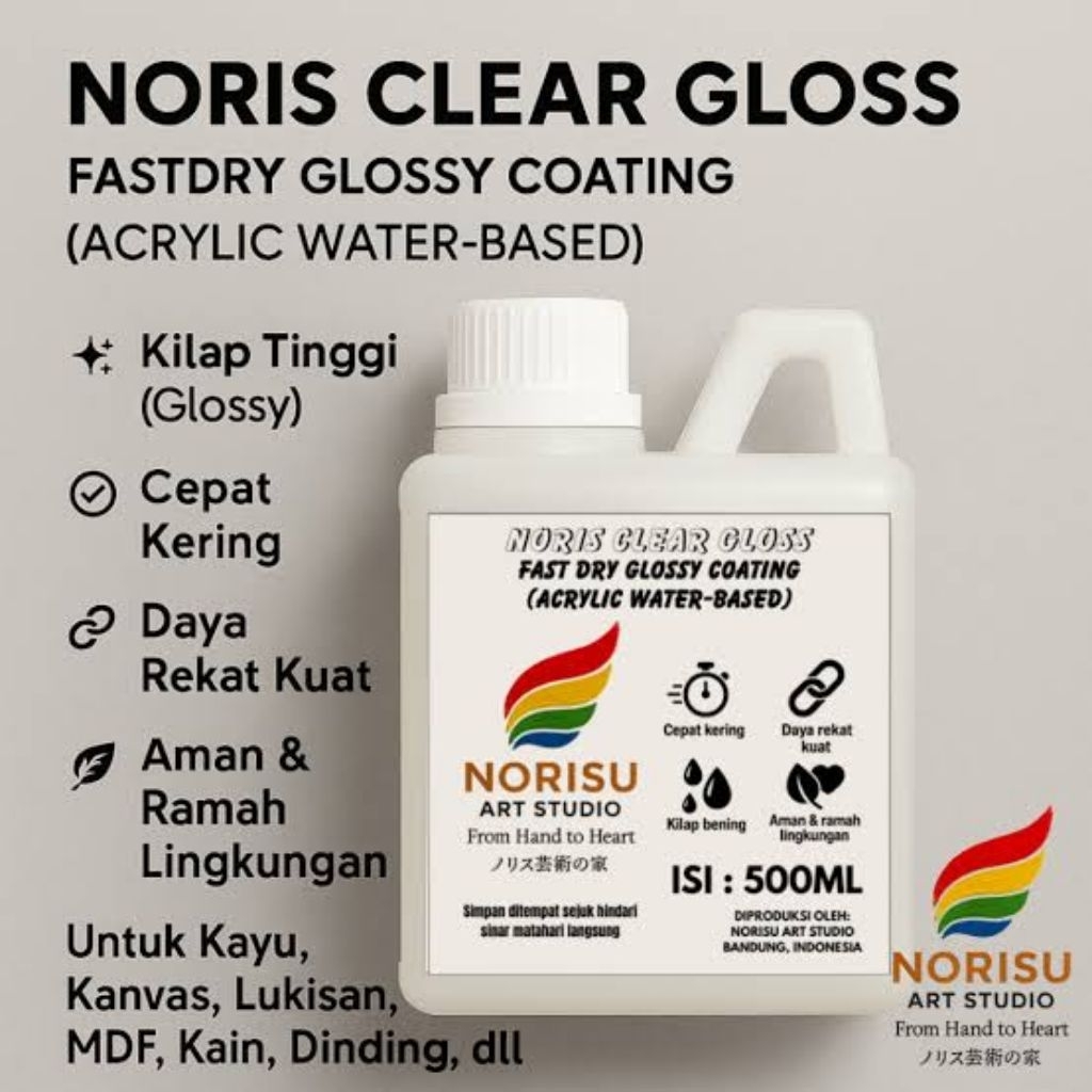 varnish norisu clear gloss kayu mdf lukisan batu alam