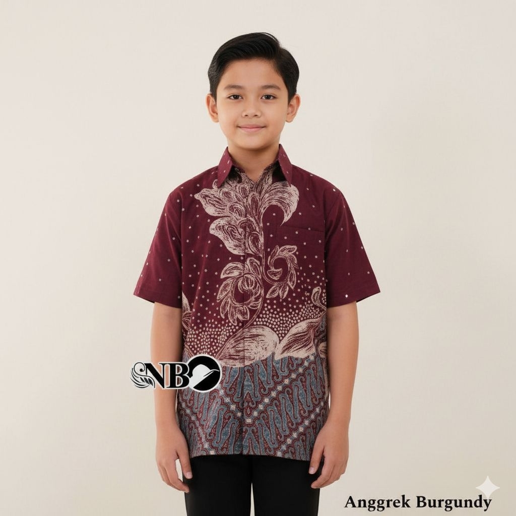BURGUNDY Batik anak dan remaja bahan full katun usia 13-18 tahun / baju batik anak remaja cowok katu