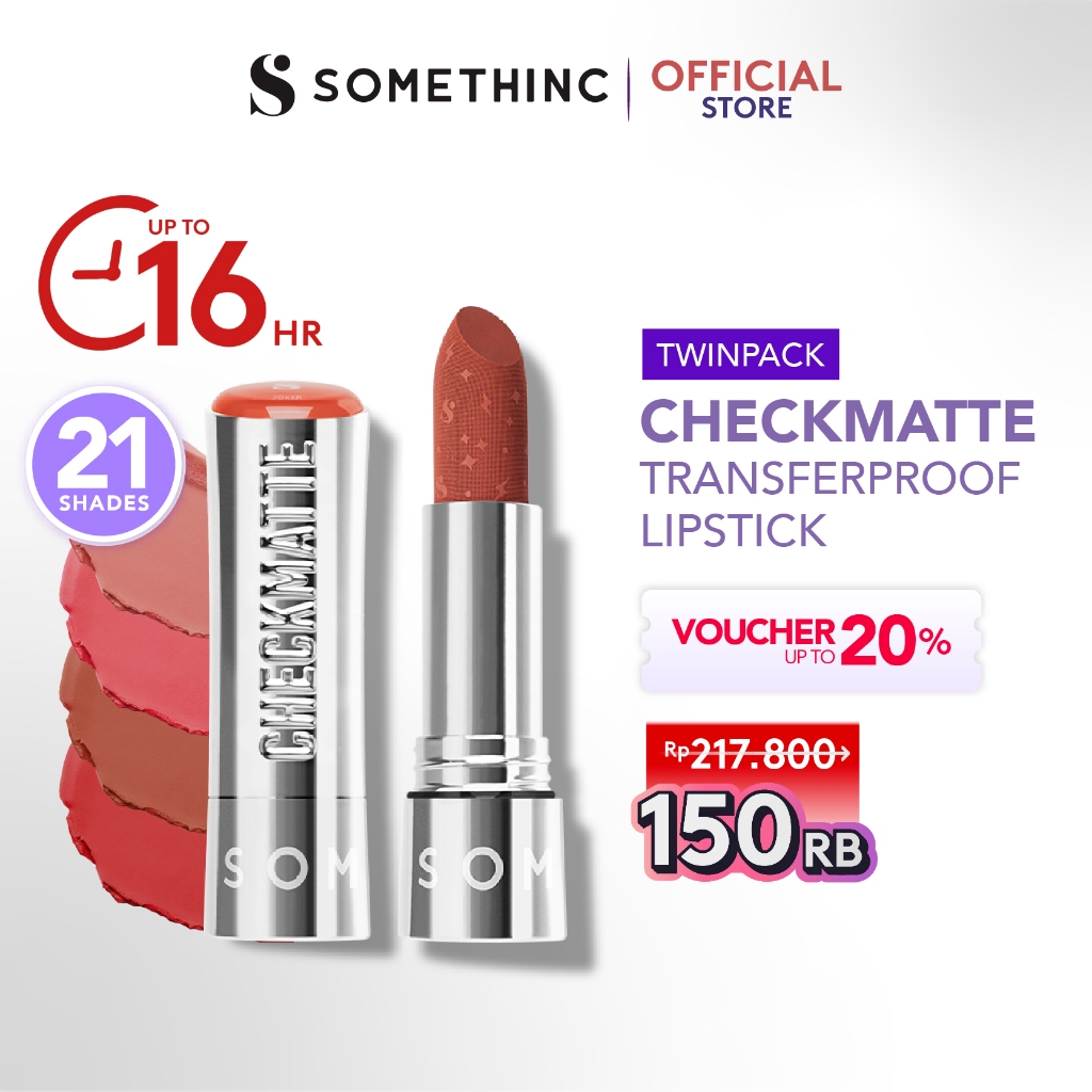 SOMETHINC Checkmatte Transferproof Lipstick - Lipstick Batang Transferproof, Nyaman Dan Tahan Diguna