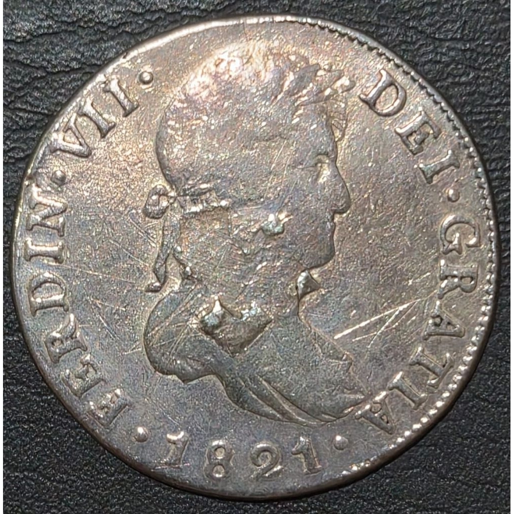 Koin Perak 8 Reales 1821 Ferdinand VII