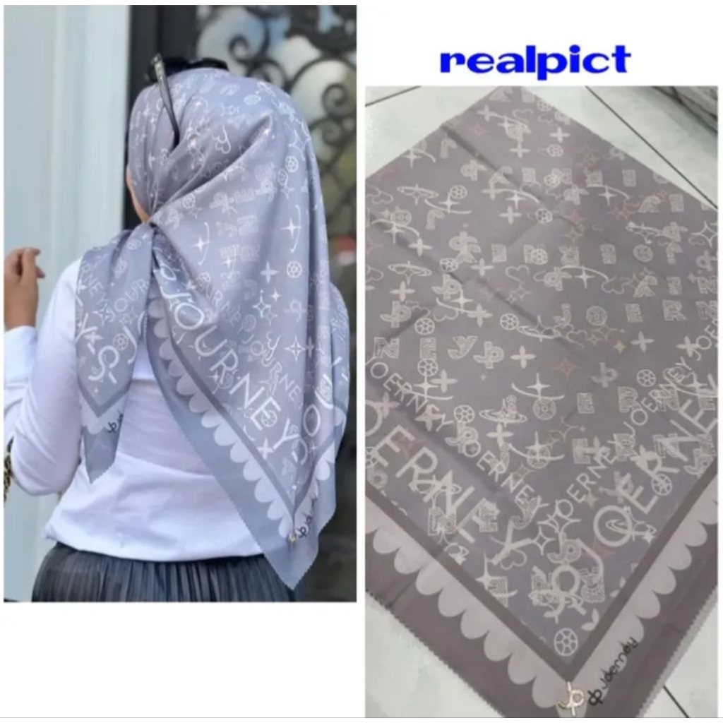 Segiempat Journey Livi kw Jilbab Segiempat Voal Motif Hijab Journey kw