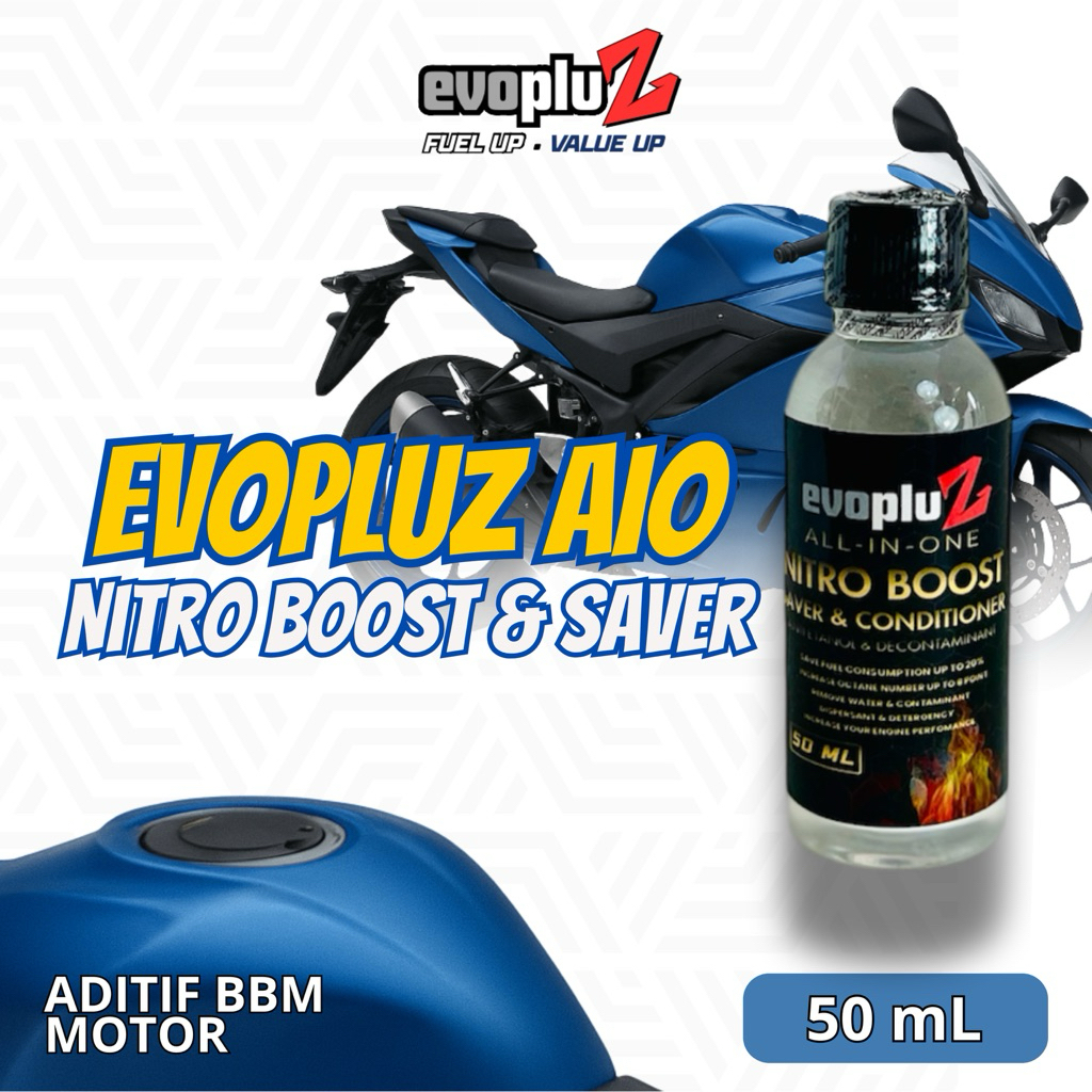 Evopluz AIO Nitro Boost & Saver | Anti Etanol + Decontaminant | Penghemat BBM Motor 30–50% | Tarikan