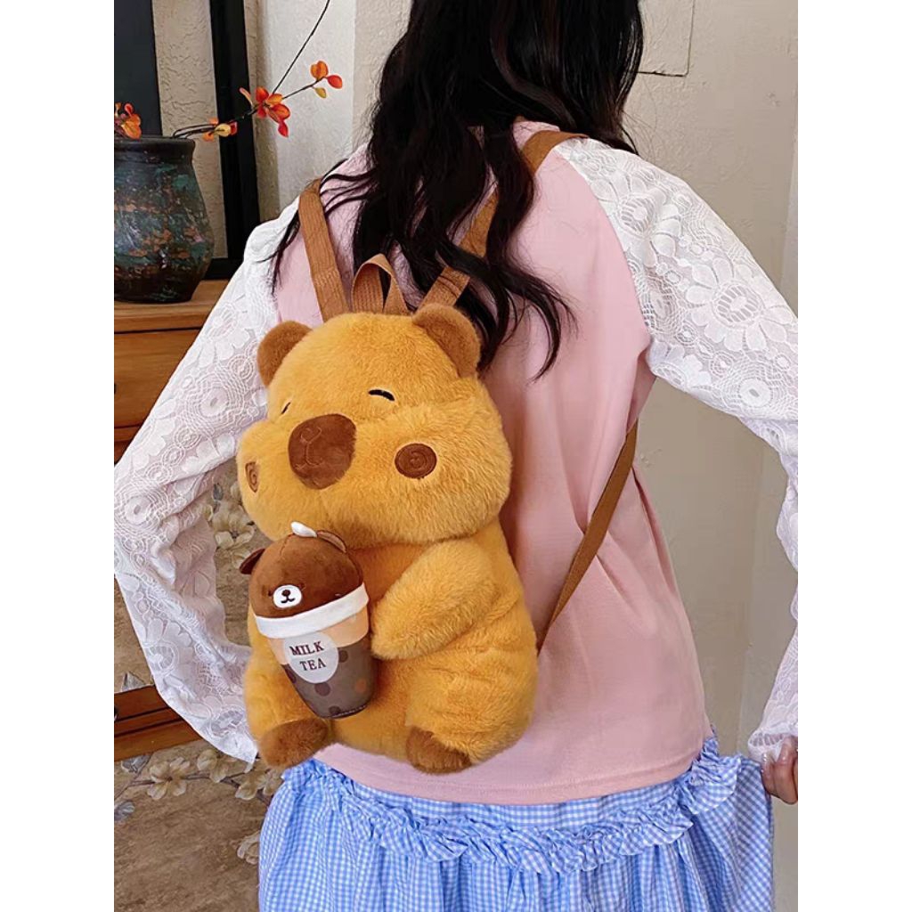 Tas Rasnel Boneka Kapybara Boba Tas Gendong Backpack Kapybara Boba