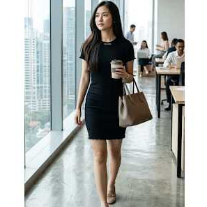 Dress Atasan Wanita Lengan Pendek Dres Bodycon Mini Hitam Bahan Adem .Tebal,lembut,Melar