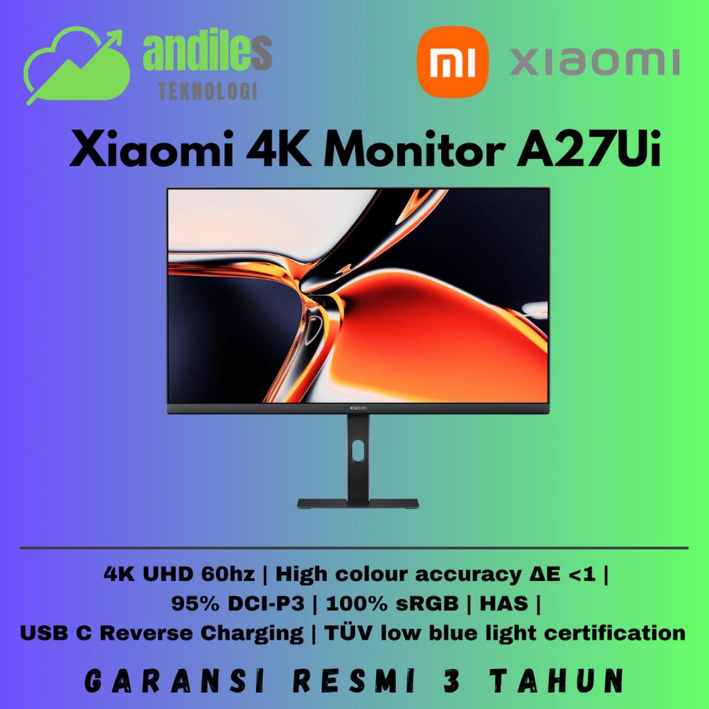 Xiaomi 4K Monitor A27Ui 4K UHD - USB C 4K Monitor USB C - Monitor Xiaomi - Monitor 4K - Garansi Resm