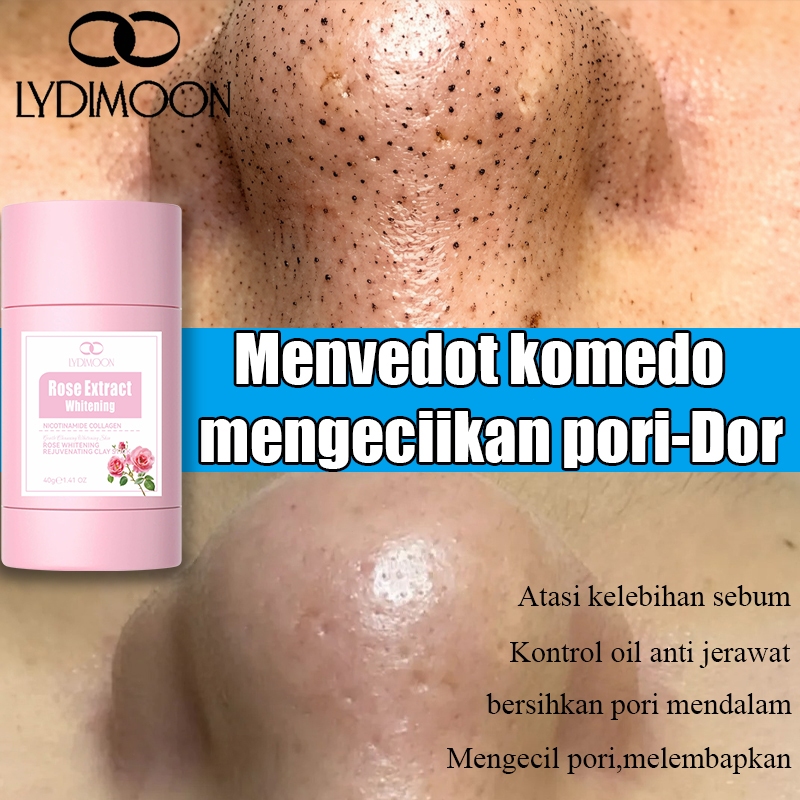 Pemutih dan pelembut kulit mawar Komedo Clay Mask Pembersih Pori-Pori Mendalam, Penghilang Komedo Ef