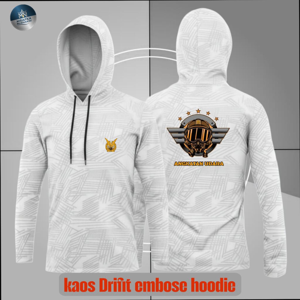 kaos hoodie ANGKATAN UDARA drifit embose terbaru