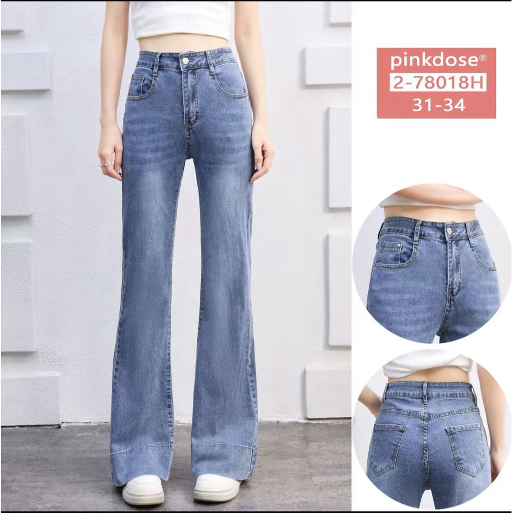 CELANA CUTBRAY HW MEDIUM BLUE SNOW BAHAN JEANS STRETCH  PINKDOSE JEANS IMPORT QUALITY