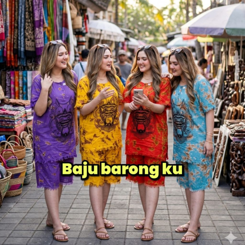 Setelan Baju Barong Dewasa Pria Wanita Baju Barong Bali Bahan Rayon Adem Setelan Baju Barong Oleh-ol